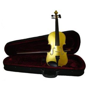 New Real 1/10 Size Gold Violin with Case and Bow